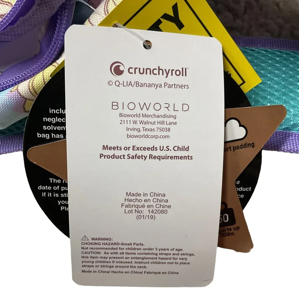 Crunchyroll Kids' Bananya Anime Cartoon Tabby Galaxy‎ Toss Print Backpack OS NWT